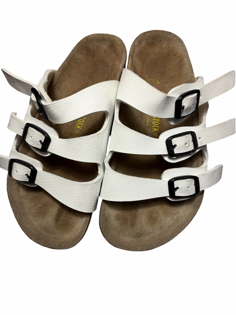Birkenstock White Triple-Strap Kids Sandals with Buckles Sz 34